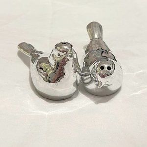 Ceramic Sliver Chrome Bird Salt and Pepper Shakers, Bird Collector